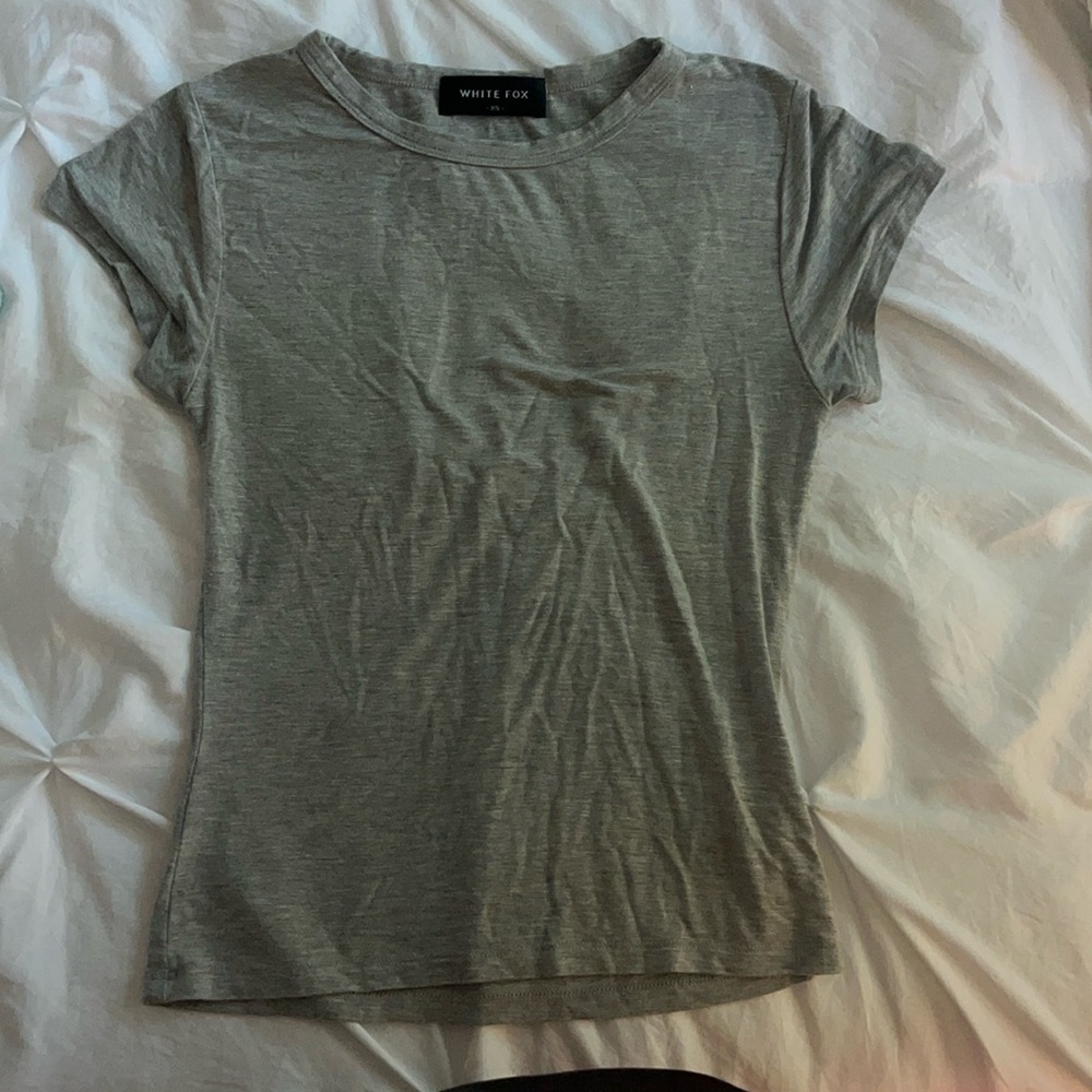White Fox Boutique - Tight Gray crop top(XS)